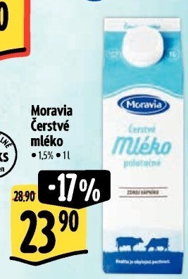 Mléko čerstvé Moravia - 1,5% polotučné