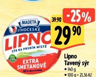 Tavený sýr Jihočeské Lipno Madeta
