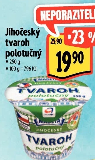 Tvaroh polotučný Jihočeský Madeta