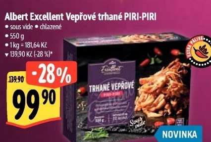Vepřové trhané maso Piri-Piri Sous vide Albert Excellent