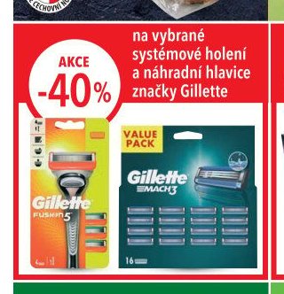 na vybrané systémové holení a náhradní hlavice značky Gillette
