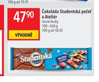 Čokoláda Studentská pečeť a Ateliér