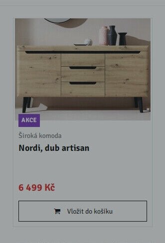 Široká komoda Nordi, dub artisan - ASKO akcniletaky.com