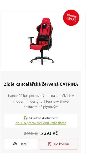 Židle kancelářská červená CATRINA