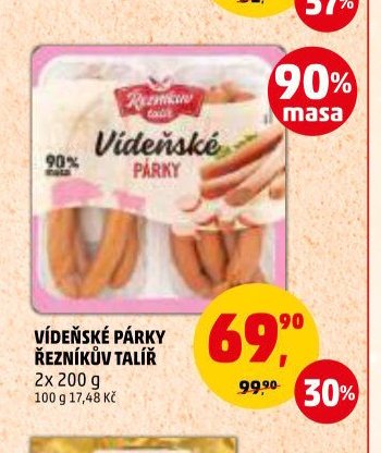 VÍDEŇSKÉ PÁRKY ŘEZNÍKŮV TALÍŘ 2x 200 g