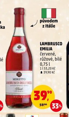 Lambrusco Emilia červené, růžové, bílé