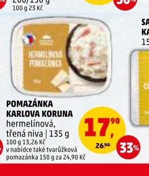 POMAZÁNKA KARLOVA KORUNA hermelínová, třená niva