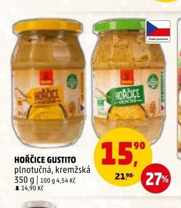 HOŘČICE GUSTITO plnotučná, kremžská 350 g