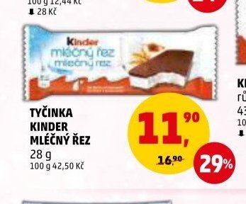 Tyčinka Kinder Mléčný řez