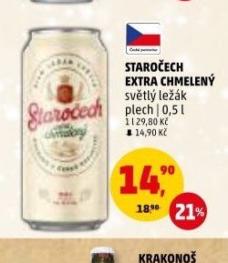STAROČECH EXTRA CHMELENÝ světlý ležák plech