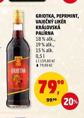 GRIOTKA, PEPRMINT, VAJEČNÝ LIKÉR KRÁLOVSKÁ PALÍRNA
