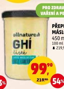 Přepuštěné máslo Ghí Allnature