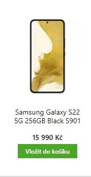 Samsung Galaxy S22 5G 256GB Black S901