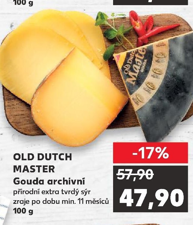 OLD DUTCH MASTER Gouda archivní přírodní extra tvrdý sýr zraje po dobu min. 11 měsíců 100 g