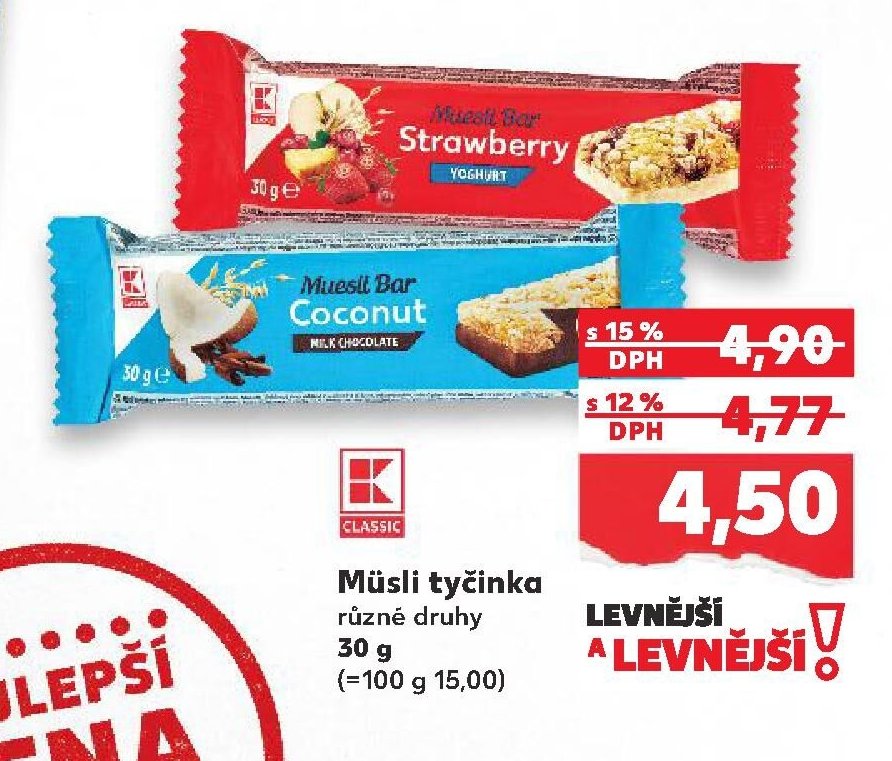 Müsli tyčinka různé druhy