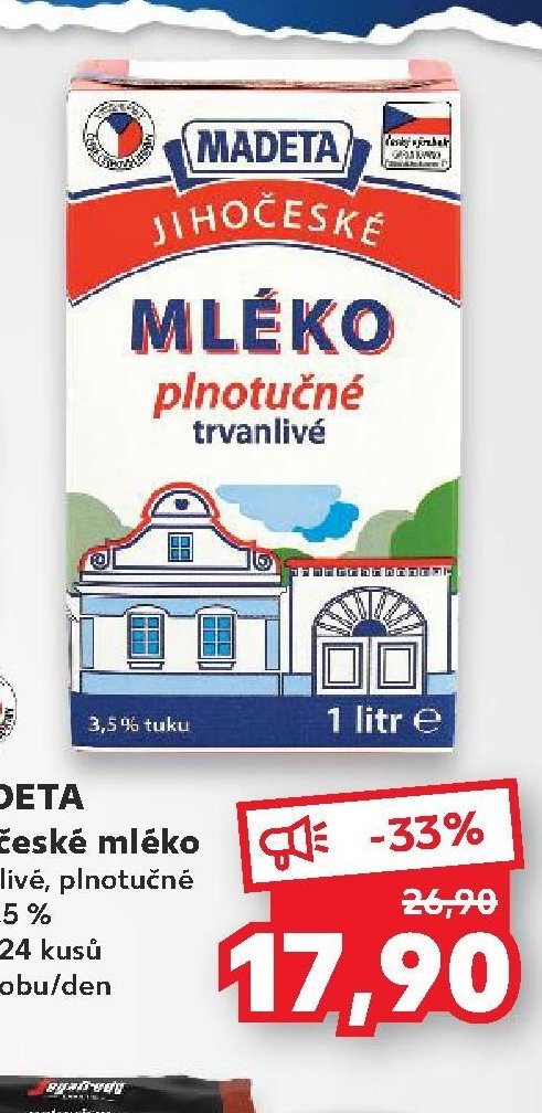 MADETA Jihočeské mléko plnotučné