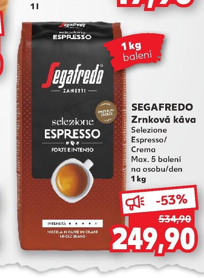 SEGAFREDO Zrnková káva Selezione Espresso / Crema
