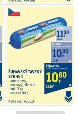 ŠUMAVSKÝ TAVENÝ SÝR 45%
