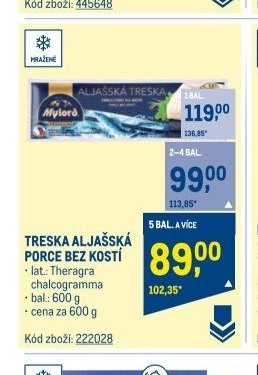 Treska aljašská porce bez kostí