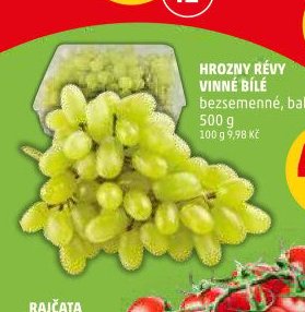 HROZNY RÉVY VINNÉ BÍLÉ bezsemenné, balené 500 g
