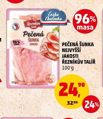 PEČENÁ ŠUNKA NEJVYŠŠÍ JAKOSTI ŘEZNÍKŮV TALÍŘ 100 g