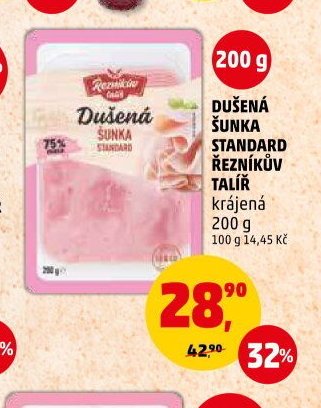 DUŠENÁ ŠUNKA STANDARD ŘEZNÍKŮV TALÍŘ 200 g