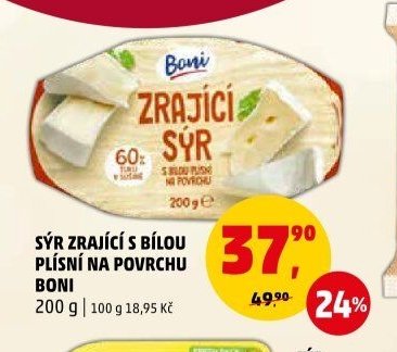 Sýr zrající s bílou plísní na povrchu Boni