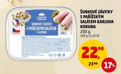 ŠUNKOVÉ ZÁVITKY S PAŘÍŽSKÝM SALÁTEM KARLOVA KORUNA 200 g