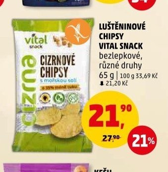LUŠTĚNINOVÉ CHIPSY VITAL SNACK
