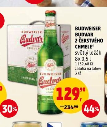 BUDWEISER BUDVAR Z ČERSTVÉHO CHMELE 8x 0,5 l