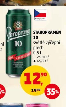 STAROPRAMEN 10 světlé výčepní plech 0,5 l