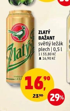 ZLATÝ BAŽANT světlý ležák plech 0,5 l