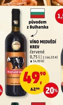 VÍNO MEDVĚDÍ KREV červené