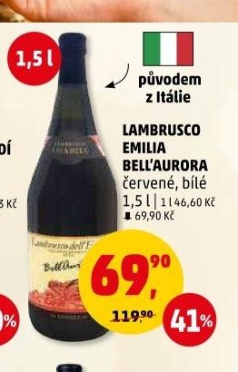 LAMBRUSCO EMILIA BELL'AURORA červené, bílé