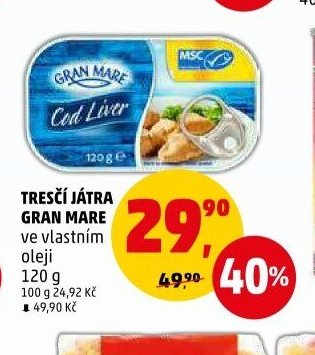 Tresčí játra Gran Mare ve vlastním oleji