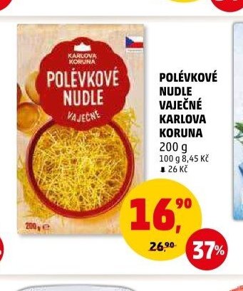 Polévkové nudle vaječné Karlova Koruna