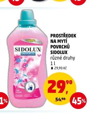 PROSTŘEDEK NA MYTÍ POVRCHŮ SIDOLUX různé druhy 1 l