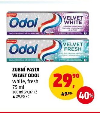 ZUBNÍ PASTA VELVET ODOL white, fresh 75 ml