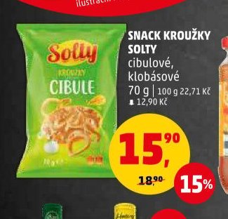 SNACK KROUŽKY SOLTY cibulové, klobásové 70 g