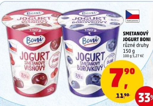 Jogurt smetanový ochucený Boni