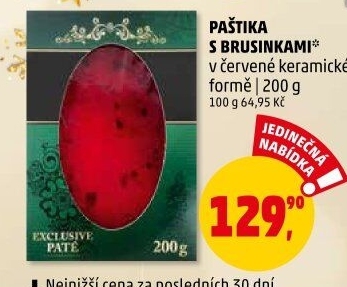 Paštika vánoční s brusinkami v keramické misce Pâté du Chef