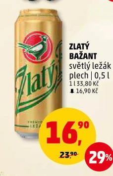 Pivo světlý ležák 12° Zlatý Bažant
