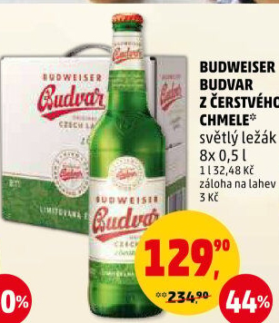 Pivo světlý ležák Original z čerstvého chmele Budweiser Budvar