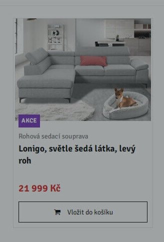 Rohová sedací souprava Lonigo, světle šedá látka, levý roh - ASKO akcniletaky.com