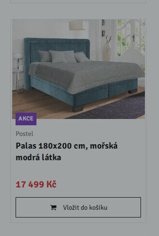 Postel Palas 180x200 cm, mořská modrá látka - ASKO akcniletaky.com