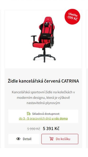 Židle kancelářská červená CATRINA