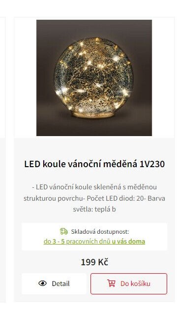 LED koule vánoční měděná 1V230