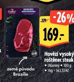 Hovězí vysoký roštěnec steak Albert Excellent