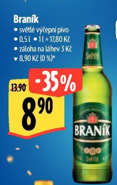 Pivo světlé výčepní 10° Braník