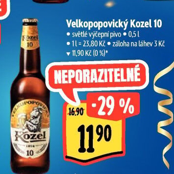 Pivo světlé výčepní 10°Velkopopovický Kozel